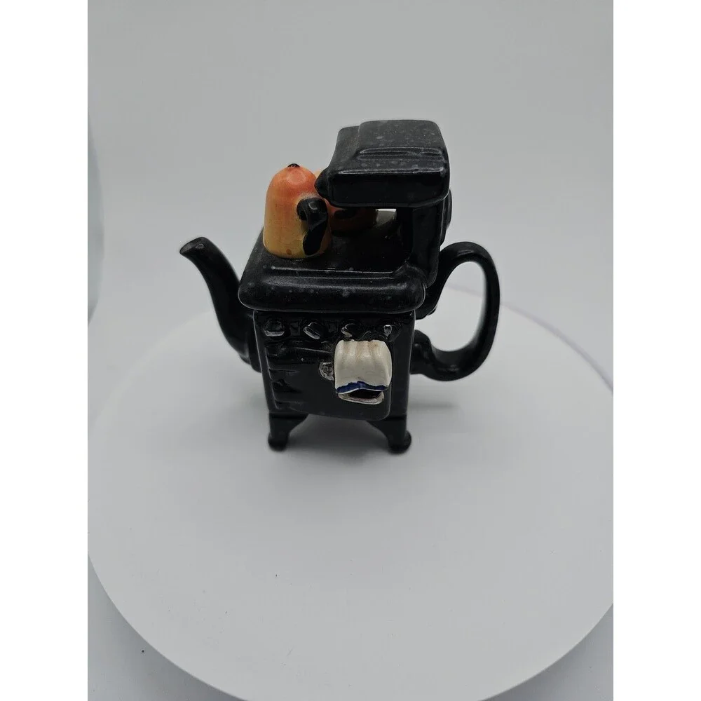 RARE! VINTAGE PAUL CARDEW BLACK CAST IRON STOVE MINI 1 CUP TEAPOT 4
